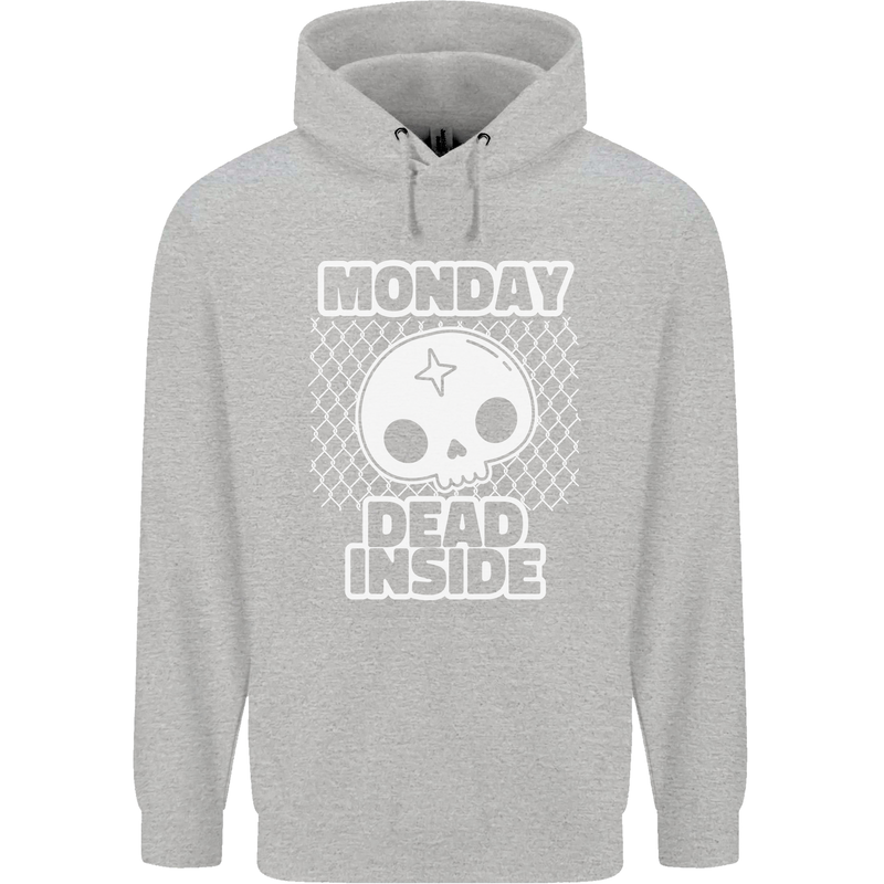 Monday Dead Inside Work Skull Childrens Kids Hoodie Sports Grey