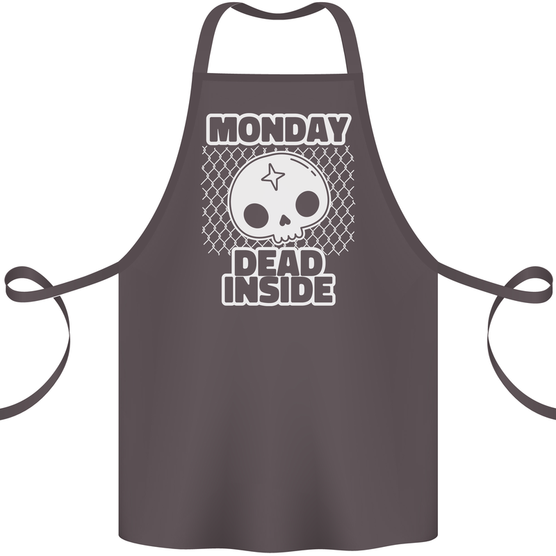 Monday Dead Inside Work Skull Cotton Apron 100% Organic Dark Grey