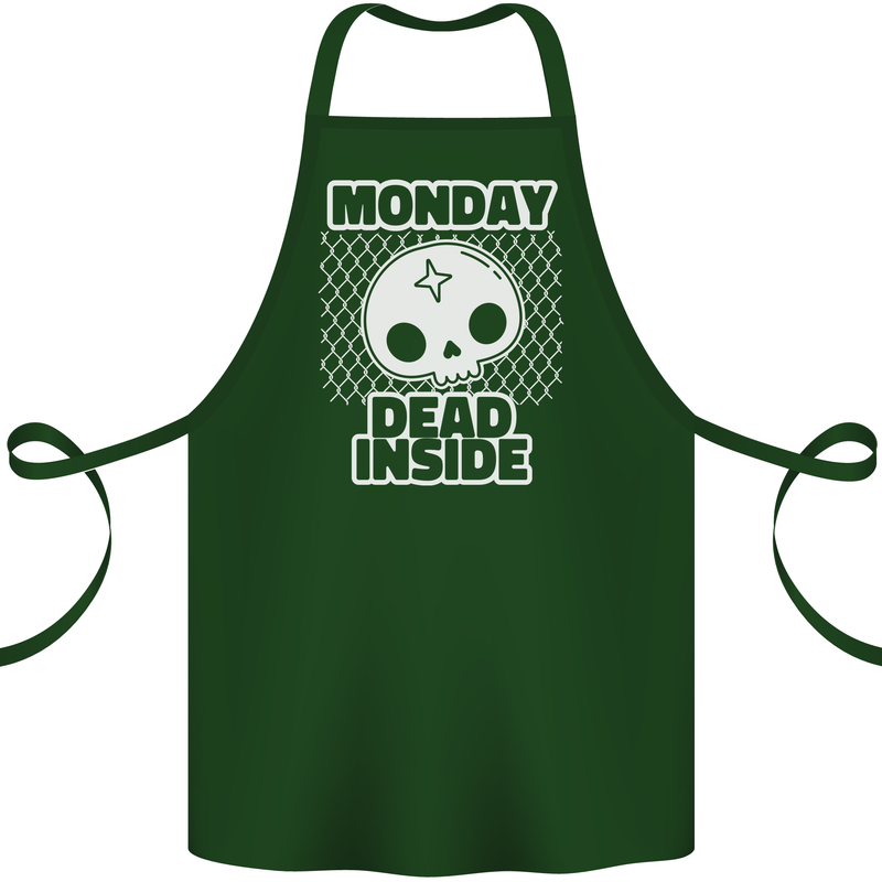 Monday Dead Inside Work Skull Cotton Apron 100% Organic Forest Green