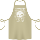 Monday Dead Inside Work Skull Cotton Apron 100% Organic Khaki