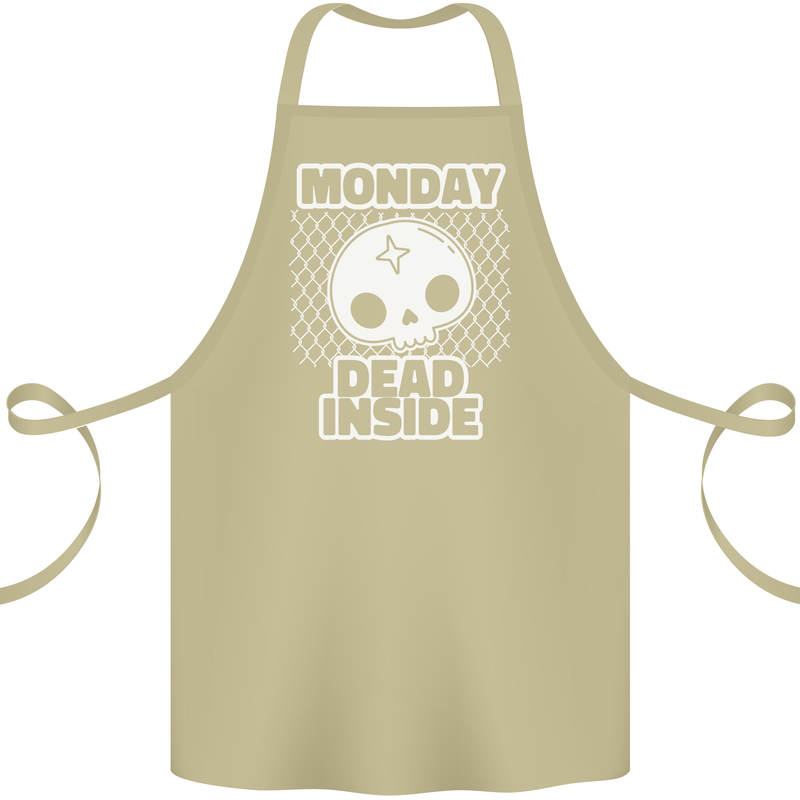 Monday Dead Inside Work Skull Cotton Apron 100% Organic Khaki