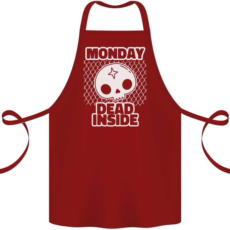 Monday Dead Inside Work Skull Cotton Apron 100% Organic Maroon