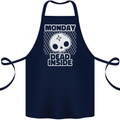 Monday Dead Inside Work Skull Cotton Apron 100% Organic Navy Blue