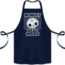 Monday Dead Inside Work Skull Cotton Apron 100% Organic Navy Blue