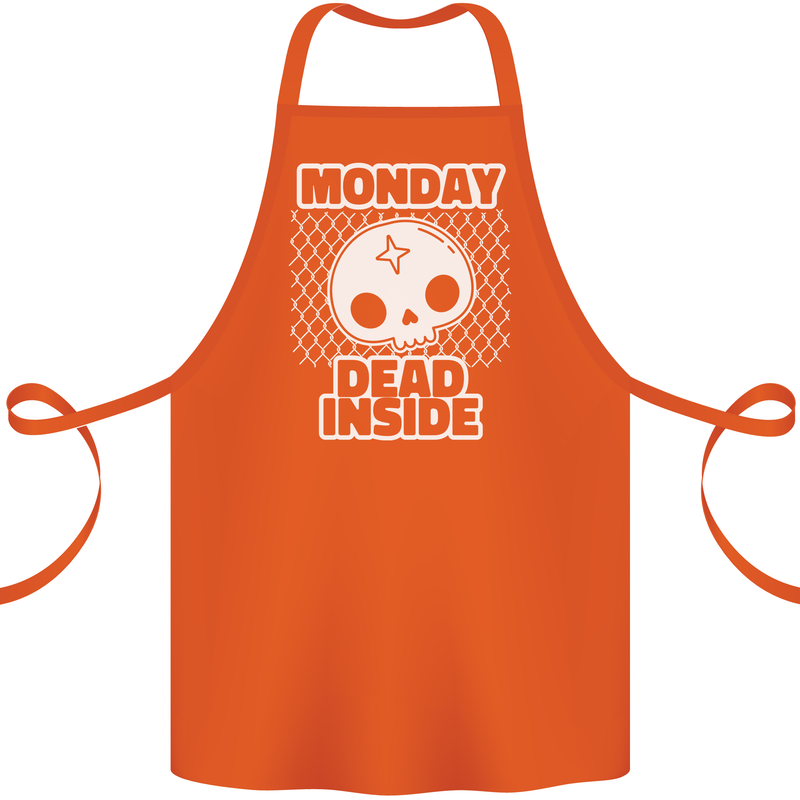 Monday Dead Inside Work Skull Cotton Apron 100% Organic Orange
