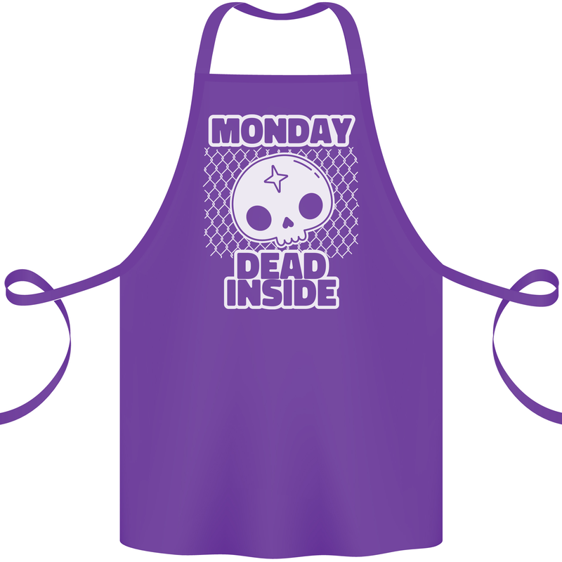 Monday Dead Inside Work Skull Cotton Apron 100% Organic Purple