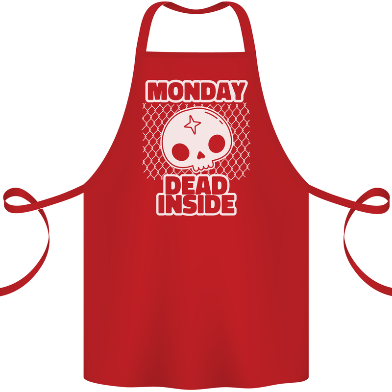 Monday Dead Inside Work Skull Cotton Apron 100% Organic Red