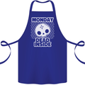 Monday Dead Inside Work Skull Cotton Apron 100% Organic Royal Blue