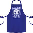 Monday Dead Inside Work Skull Cotton Apron 100% Organic Royal Blue