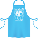 Monday Dead Inside Work Skull Cotton Apron 100% Organic Turquoise