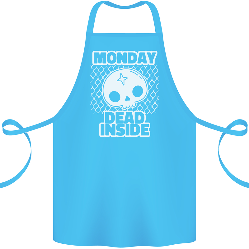 Monday Dead Inside Work Skull Cotton Apron 100% Organic Turquoise