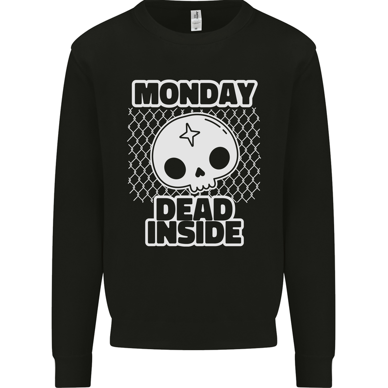 Monday Dead Inside Work Skull Kids Sweatshirt Jumper Black