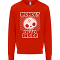 Monday Dead Inside Work Skull Kids Sweatshirt Jumper Bright Red
