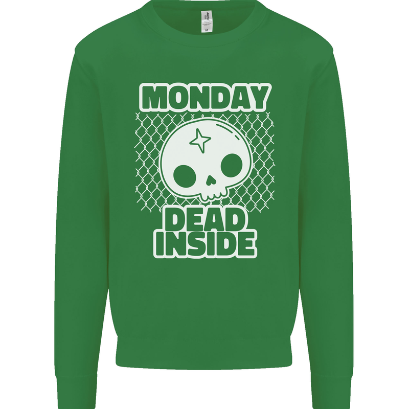 Monday Dead Inside Work Skull Kids Sweatshirt Jumper Irish Green