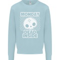 Monday Dead Inside Work Skull Kids Sweatshirt Jumper Light Blue