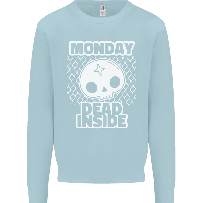 Monday Dead Inside Work Skull Kids Sweatshirt Jumper Light Blue