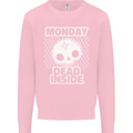 Monday Dead Inside Work Skull Kids Sweatshirt Jumper Light Pink