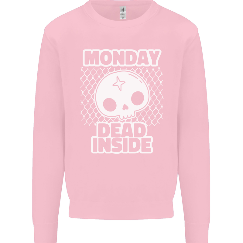 Monday Dead Inside Work Skull Kids Sweatshirt Jumper Light Pink