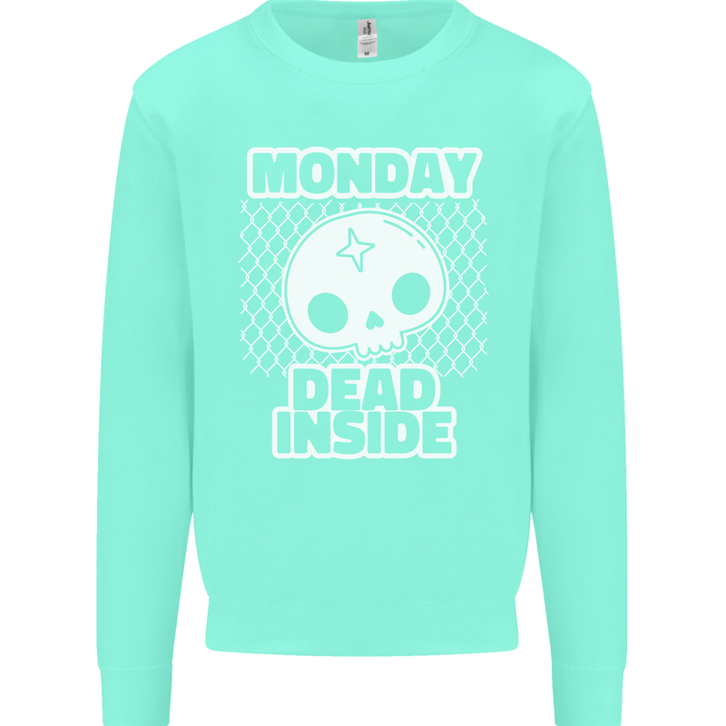Monday Dead Inside Work Skull Kids Sweatshirt Jumper Peppermint