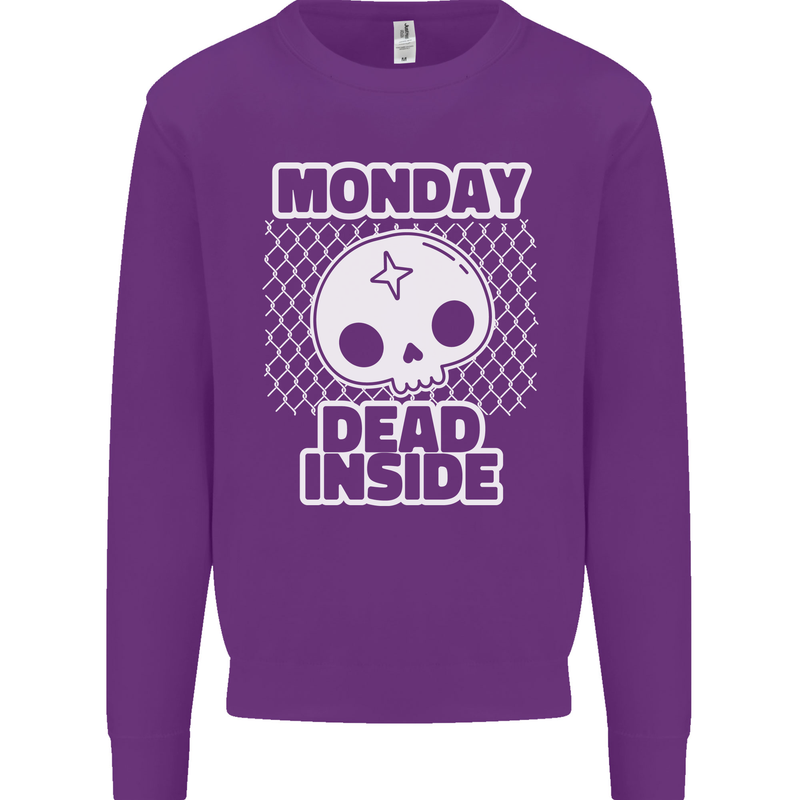 Monday Dead Inside Work Skull Kids Sweatshirt Jumper Purple
