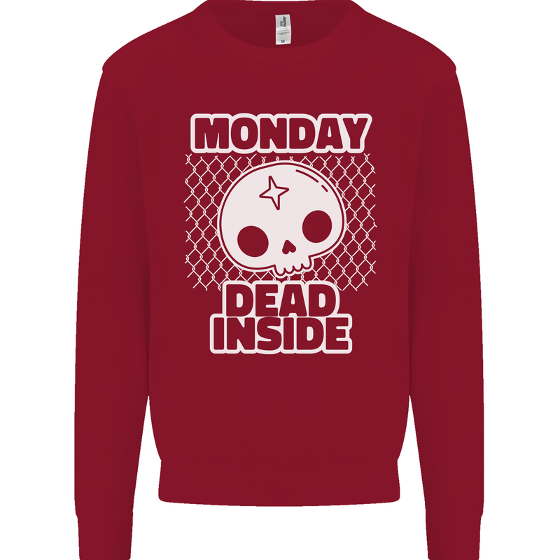 Monday Dead Inside Work Skull Kids Sweatshirt Jumper Red