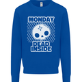 Monday Dead Inside Work Skull Kids Sweatshirt Jumper Royal Blue
