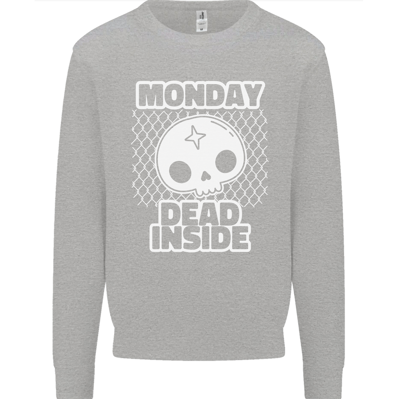 Monday Dead Inside Work Skull Kids Sweatshirt Jumper Sports Grey