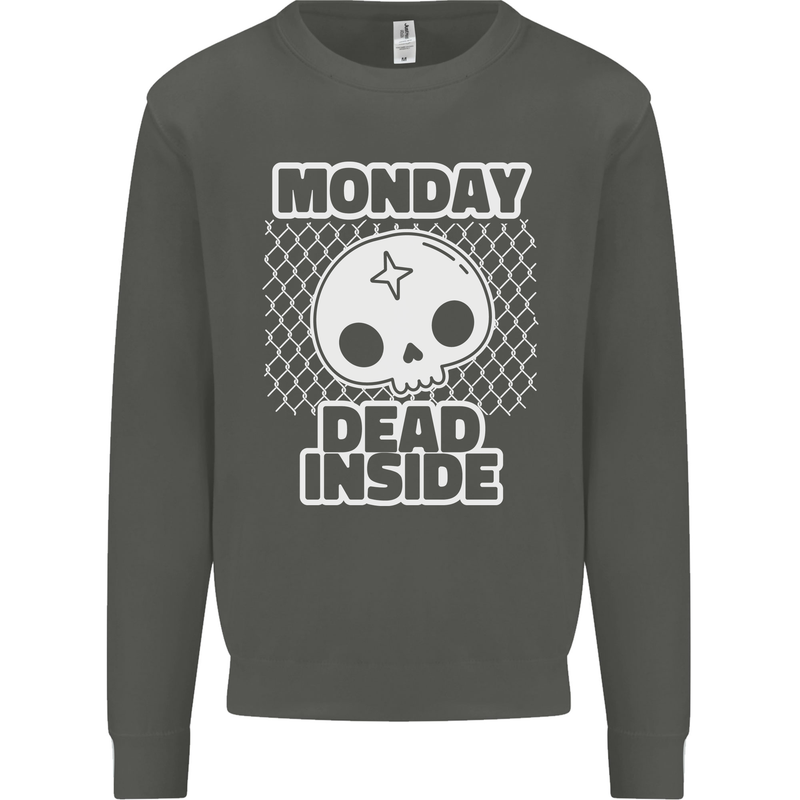 Monday Dead Inside Work Skull Kids Sweatshirt Jumper Storm Grey