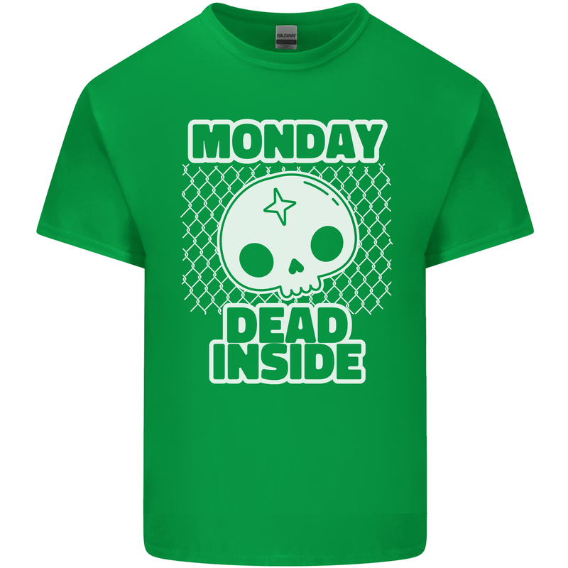 Monday Dead Inside Work Skull Kids T-Shirt Childrens Irish Green