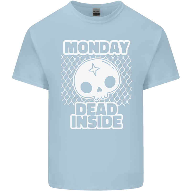 Monday Dead Inside Work Skull Kids T-Shirt Childrens Light Blue
