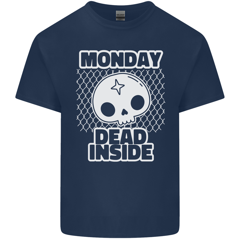 Monday Dead Inside Work Skull Kids T-Shirt Childrens Navy Blue