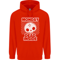 Monday Dead Inside Work Skull Mens 80% Cotton Hoodie Bright Red