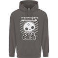 Monday Dead Inside Work Skull Mens 80% Cotton Hoodie Charcoal