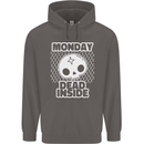 Monday Dead Inside Work Skull Mens 80% Cotton Hoodie Charcoal