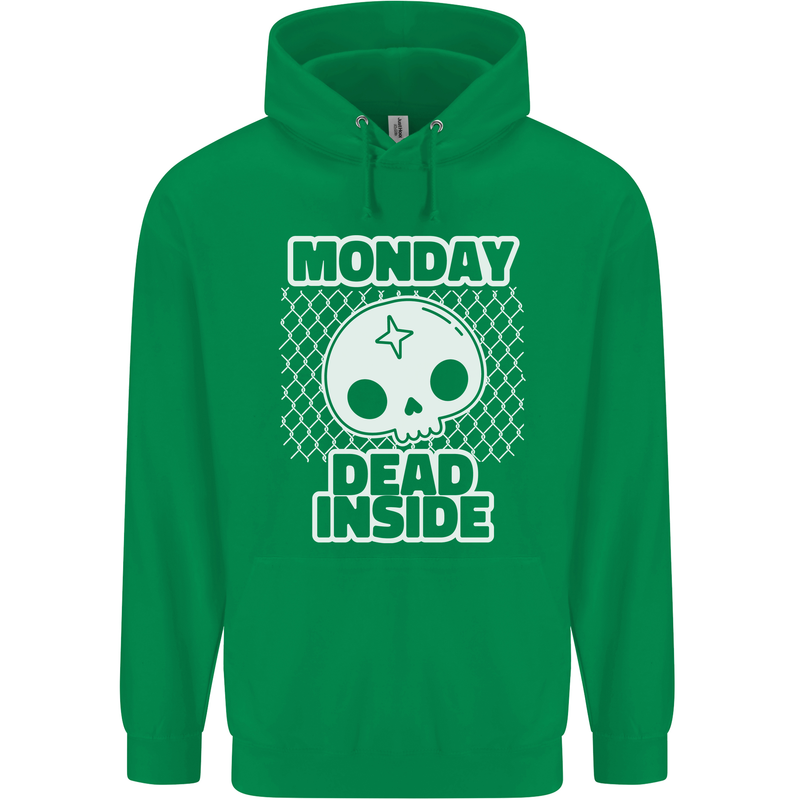 Monday Dead Inside Work Skull Mens 80% Cotton Hoodie Irish Green
