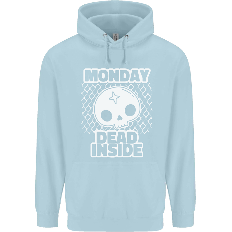 Monday Dead Inside Work Skull Mens 80% Cotton Hoodie Light Blue