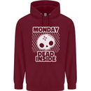 Monday Dead Inside Work Skull Mens 80% Cotton Hoodie Maroon