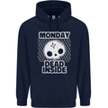Monday Dead Inside Work Skull Mens 80% Cotton Hoodie Navy Blue