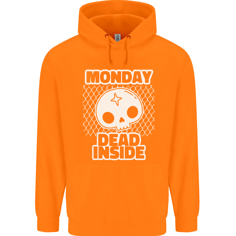 Monday Dead Inside Work Skull Mens 80% Cotton Hoodie Orange