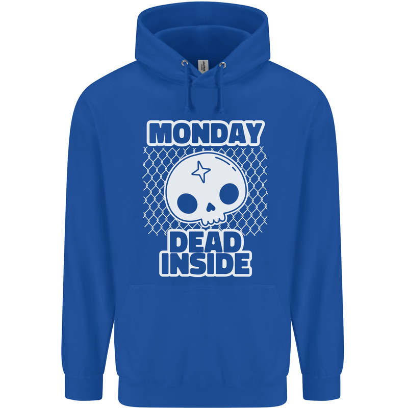 Monday Dead Inside Work Skull Mens 80% Cotton Hoodie Royal Blue