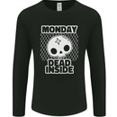 Monday Dead Inside Work Skull Mens Long Sleeve T-Shirt Black