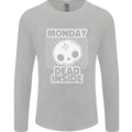 Monday Dead Inside Work Skull Mens Long Sleeve T-Shirt Sports Grey