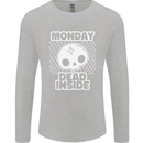 Monday Dead Inside Work Skull Mens Long Sleeve T-Shirt Sports Grey