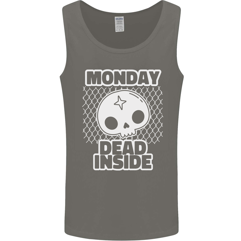 Monday Dead Inside Work Skull Mens Vest Tank Top Charcoal