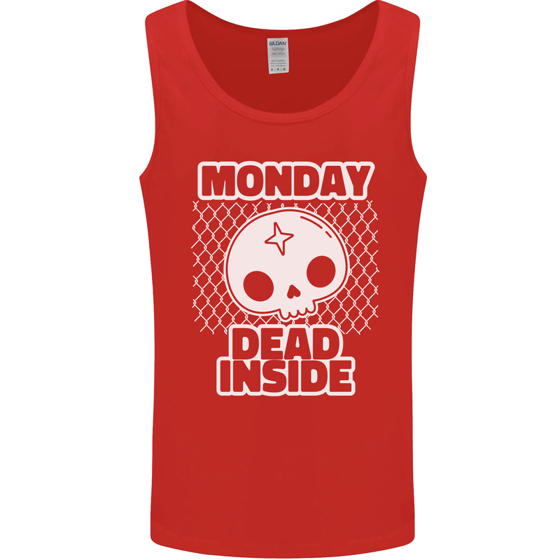 Monday Dead Inside Work Skull Mens Vest Tank Top Red