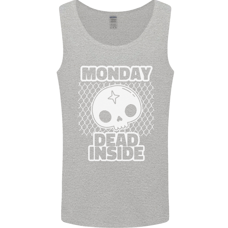Monday Dead Inside Work Skull Mens Vest Tank Top Sports Grey