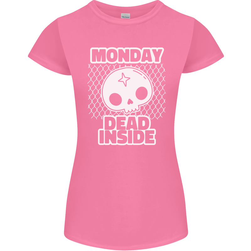 Monday Dead Inside Work Skull Womens Petite Cut T-Shirt Azalea