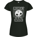 Monday Dead Inside Work Skull Womens Petite Cut T-Shirt Black