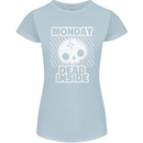 Monday Dead Inside Work Skull Womens Petite Cut T-Shirt Light Blue