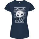 Monday Dead Inside Work Skull Womens Petite Cut T-Shirt Navy Blue